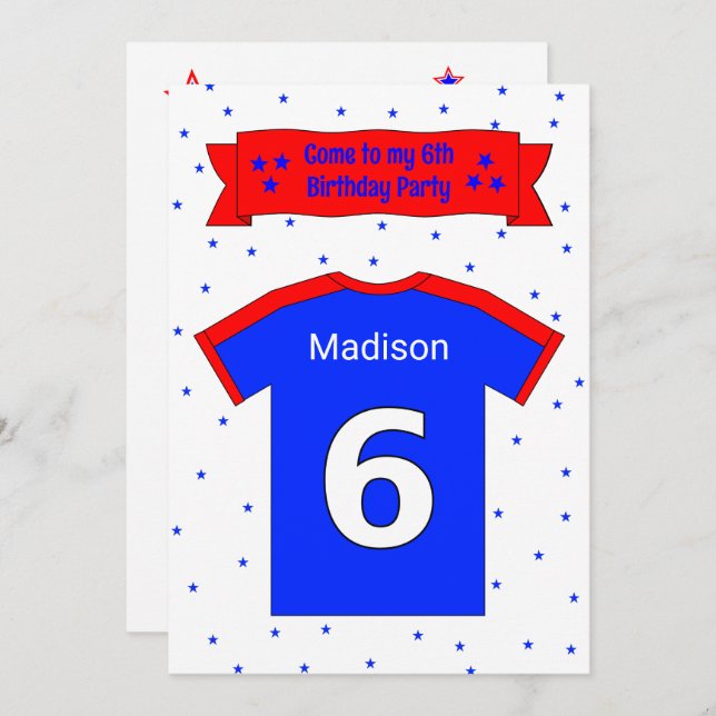 6th birthday personalized party invitation (Front/Back)