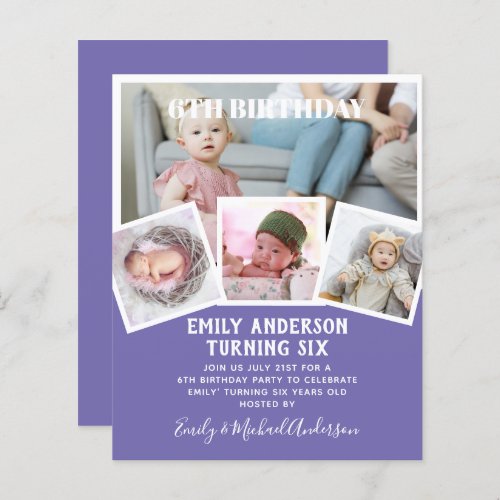 6TH Birthday Photo Collage Invite Boy Girl Mixed