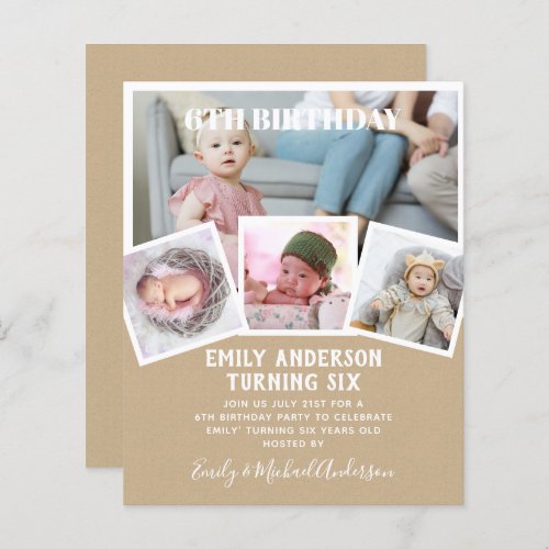 6TH Birthday Photo Collage Invite Boy Girl Mixed