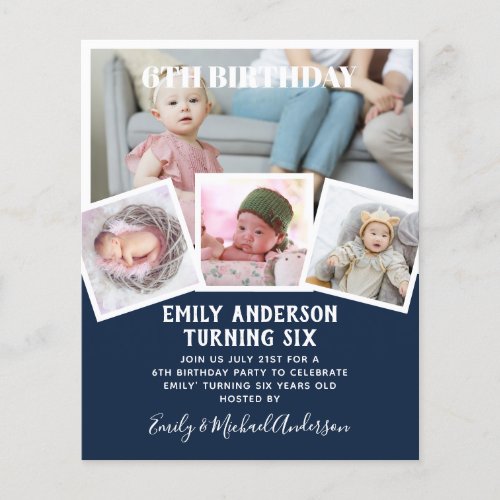 6TH Birthday Photo Collage Invite Boy Girl Mixed Flyer