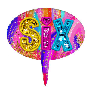 6th Birthday Rainbow Girl Cake Topper