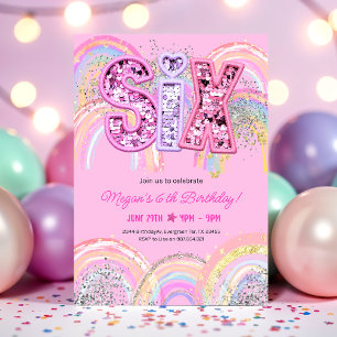 6th Birthday Rainbow Invitation