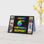 [ Thumbnail: 6th Birthday: Rainbow Text, Custom Photos & Name Card ]