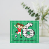 6th Birthday Red and White Soccer Girl 1 Postcard (Standing Front)