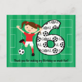 6th Birthday Red and White Soccer Girl 1 Postcard (Front)