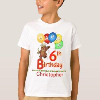 6th Birthday Regal Teddy Beary Custom Name T-Shirt