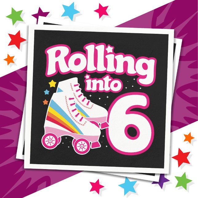 6th Birthday Roller Skating 6 Years Old Skate Napkins (Creator Uploaded)