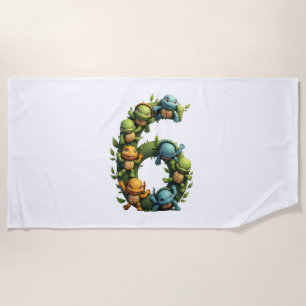 6th Birthday Sea Turtle Tortoise Theme Party 6 Yea Beach Towel