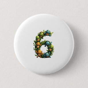 6th Birthday Sea Turtle Tortoise Theme Party 6 Yea Button