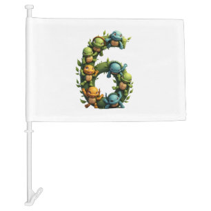 6th Birthday Sea Turtle Tortoise Theme Party 6 Yea Car Flag