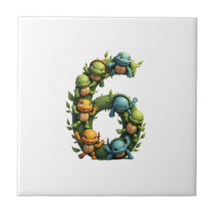 6th Birthday Sea Turtle Tortoise Theme Party 6 Yea Ceramic Tile