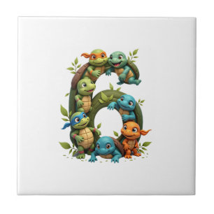 6th Birthday Sea Turtle Tortoise Theme Party 6 Yea Ceramic Tile
