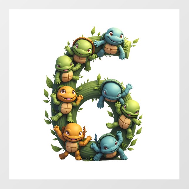 6th Birthday Sea Turtle Tortoise Theme Party 6 Yea Wall Decal (Front)