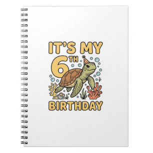 6th Birthday Sea Turtle Vintage Engraving Design_1 Notebook