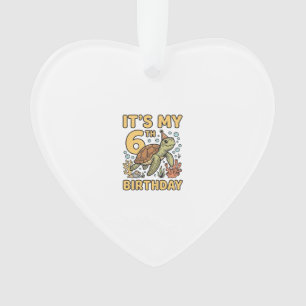 6th Birthday Sea Turtle Vintage Engraving Design_1 Ornament