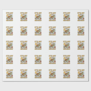6th Birthday Sea Turtle Vintage Engraving Design_1 Wrapping Paper