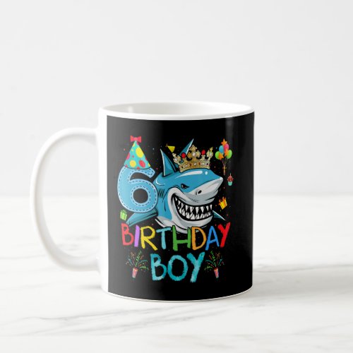 6th Birthday Shark Ocean Theme Party 6 Years Old F Coffee Mug