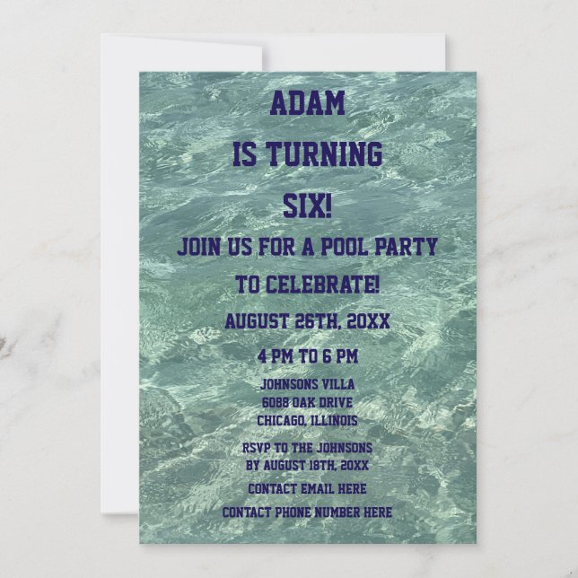 6th Birthday Sixth Pool Party Beach Water Art 2025 Invitation (Front)