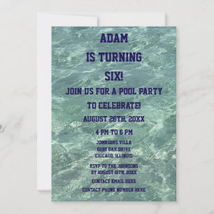 6th Birthday Sixth Pool Party Beach Water Art 2025 Invitation