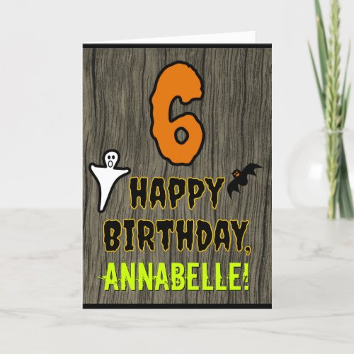 6th Birthday Spooky Halloween Theme  Custom Name Card