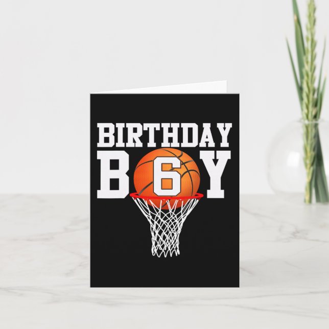 6th Birthday Sport 6 Years Old Basketball 6 Boys K Card (Front)