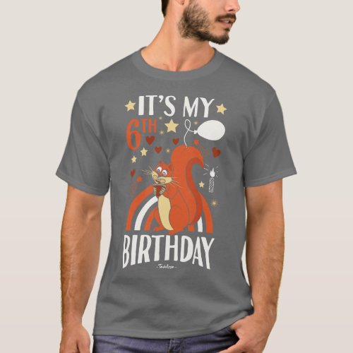 6th Birthday Squirrel T_Shirt