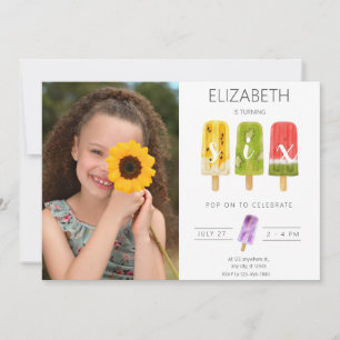 6th Birthday Summer popsicle ice cream party Invitation