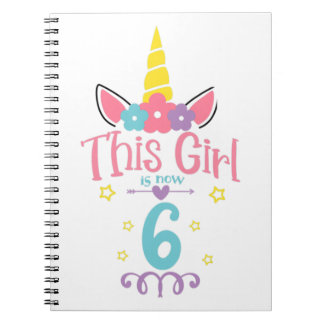 6th Birthday Unicorn Girl Six Year Old Sixth Birth Notebook