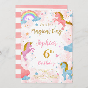 6th Birthday Unicorn Invitation