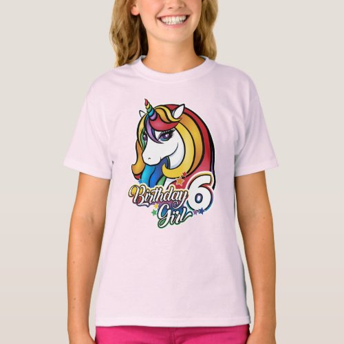 6th Birthday Unicorn T_shirt for girls