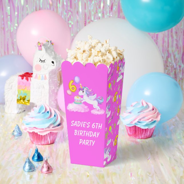 6th Birthday Unicorn with Cake Favor Box (Party)