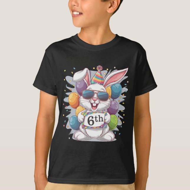 6th birthday with cute bunny T-Shirt (Front)