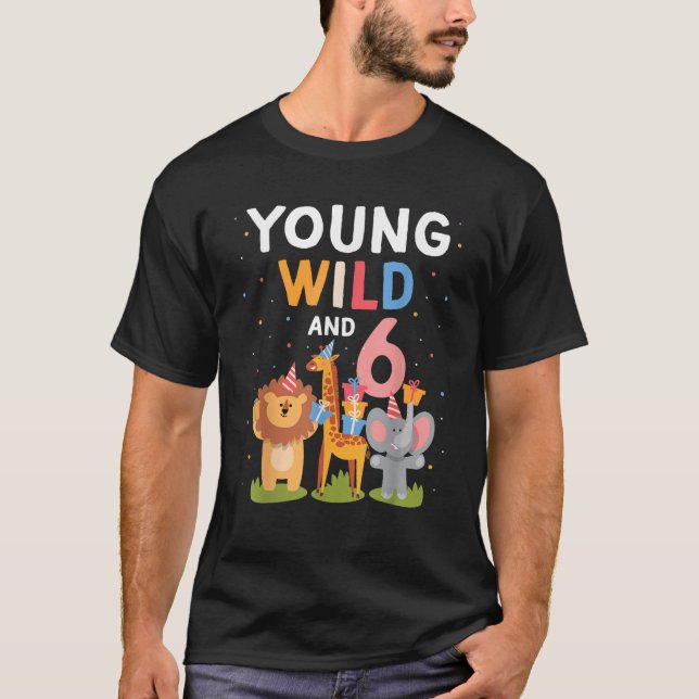 6th Birthday Zoo Safari Jungle Animal 6 Year Old F T-Shirt (Front)
