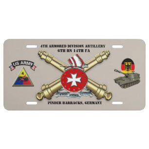 6th Bn 14th FA - 4AD - Pinder Barracks - Auto tag License Plate