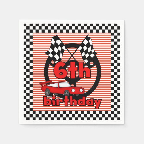 6th Car Racing Birthday Paper Napkins