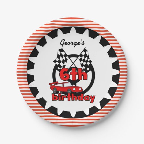 6th Car Racing Happy Birthday Paper Plates