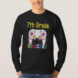 6th Grade Achieved 7th Grade Unlocked White Colorf T-Shirt