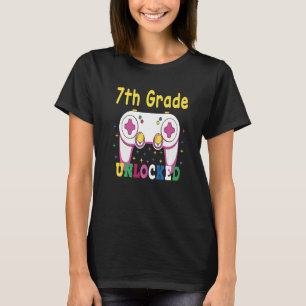 6th Grade Achieved 7th Grade Unlocked White Colorf T-Shirt