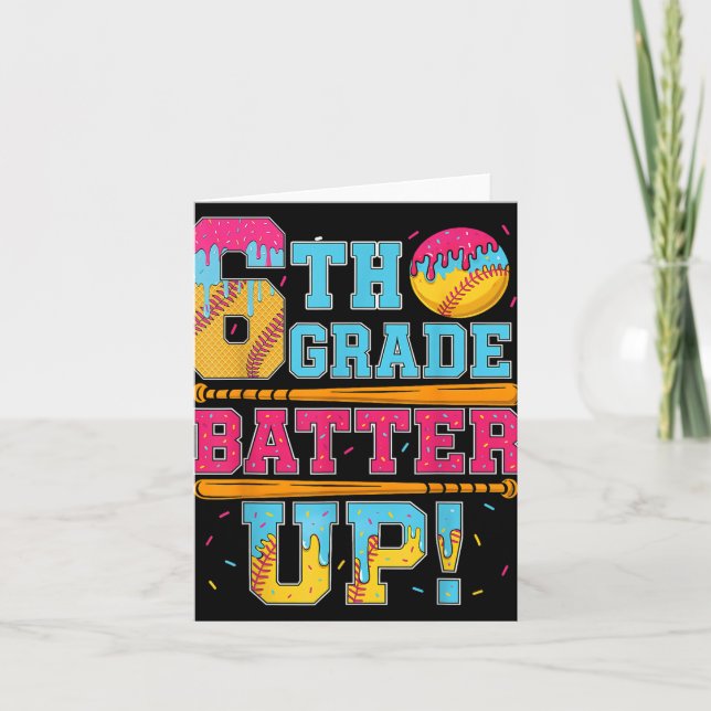 6th Grade Batter Up Softball Baseball Basketball B Card (Front)