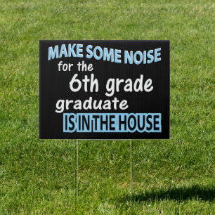 6th Grade Black Funny Modern Graduation Sign