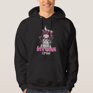 6th Grade Crew Leopard Glasses Bunny Face Easter M Hoodie