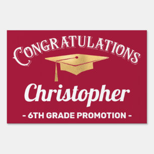 6th Grade Gold Red Graduation Promotion Sign