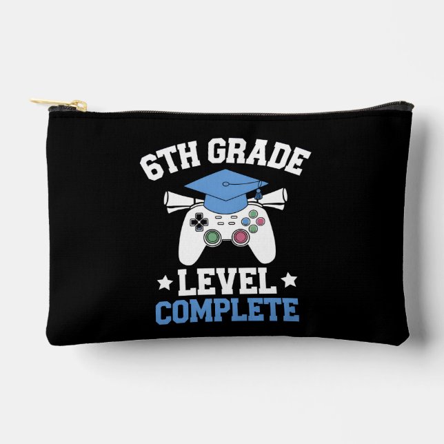 6th Grade Level Complete Gamer Gaming Graduation Accessory Pouch (Front)
