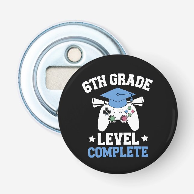 6th Grade Level Complete Gamer Gaming Graduation Bottle Opener (Front)