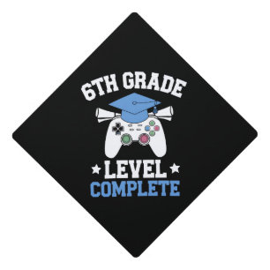 6th Grade Level Complete Gamer Gaming Graduation Cap Topper