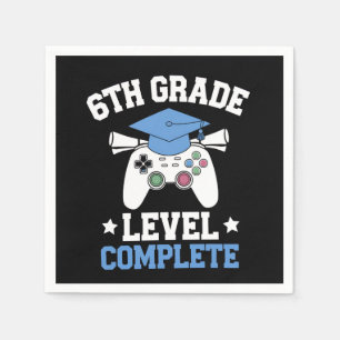 6th Grade Level Complete Gamer Gaming Graduation Napkins