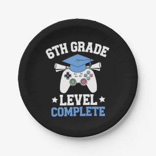 6th Grade Level Complete Gamer Gaming Graduation Paper Plates