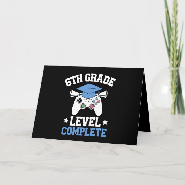 6th Grade Level Complete Gamer Gaming Graduation Thank You Card (Front)