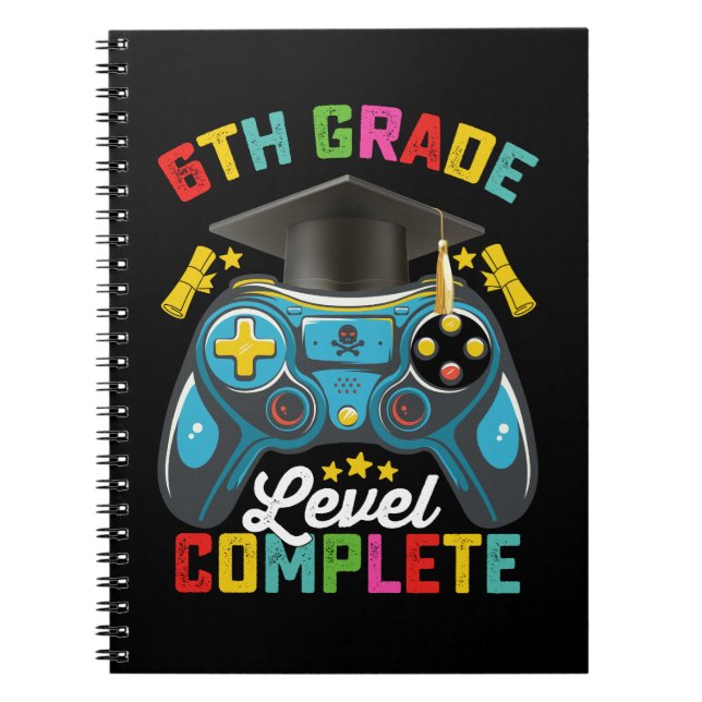 6th Grade Level Complete Graduation Gaming Gamer Notebook (Front)