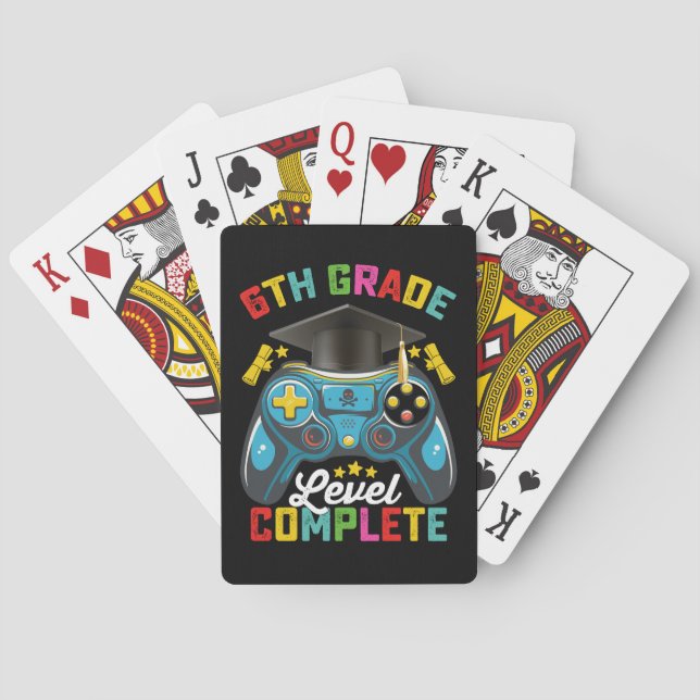 6th Grade Level Complete Graduation Gaming Gamer Poker Cards (Back)